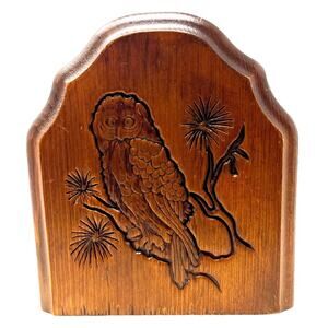Vintage Wooden Metal Owl Tree Branch Bookends